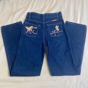 Rare 1970s Butterfly Embroidered Jeans